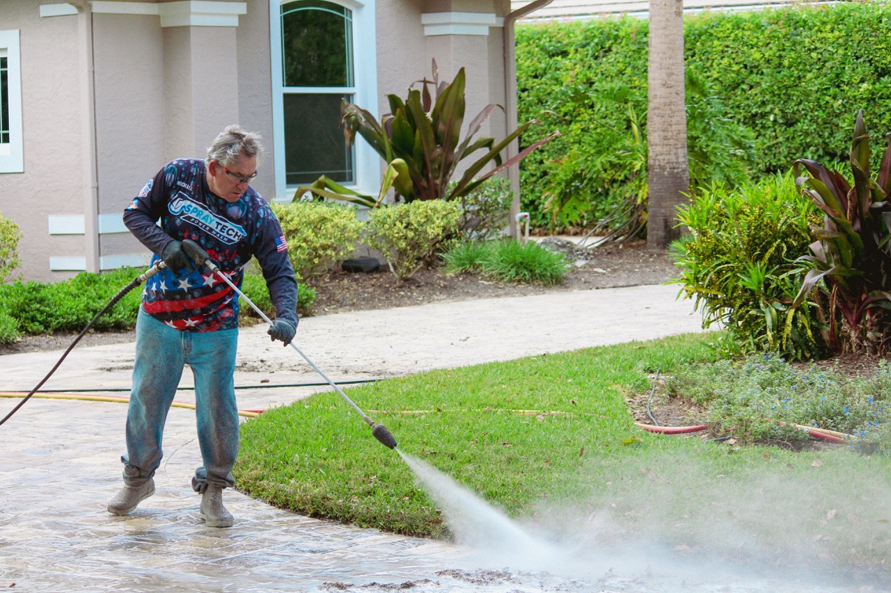 Concrete surface after pressure washing
